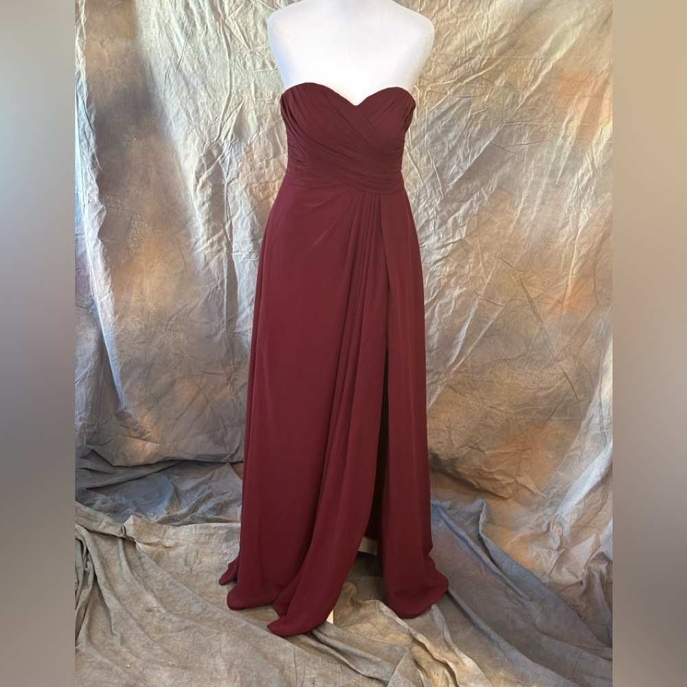 Azazie Strapless Burgundy Dress